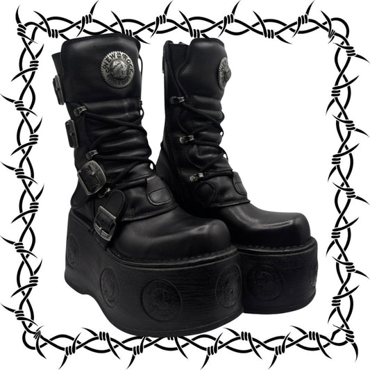 Vintage New Rock neptuno leather platform boots